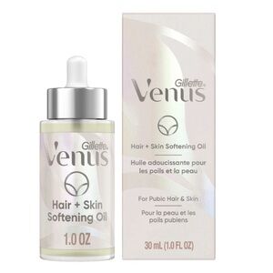 Gillette Venus for Pubic Hair and All Skin Types, Softening Oil, 1 fl oz, White